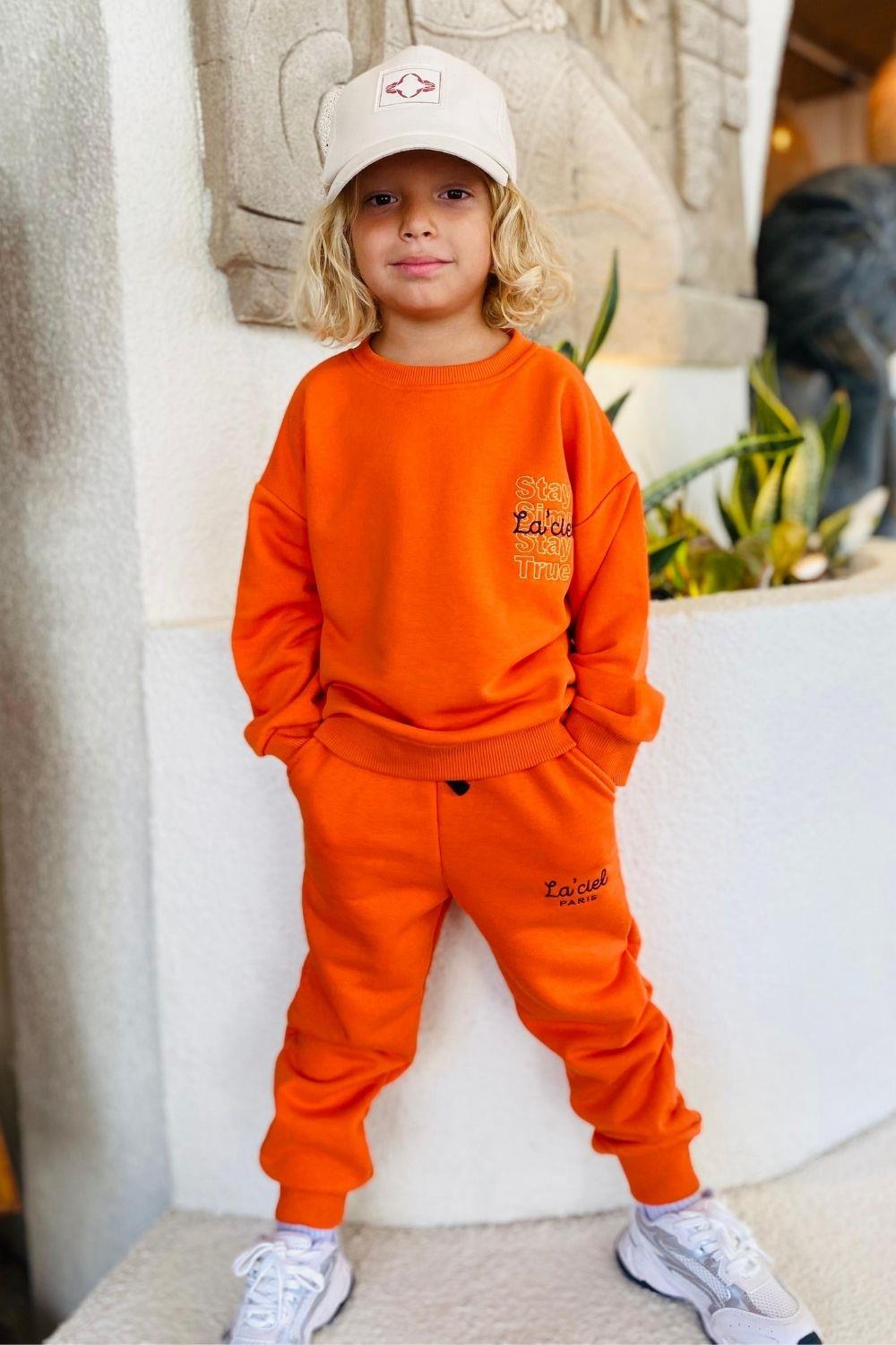 Unisex Laciel Paris Sloganlı Oranj Takım