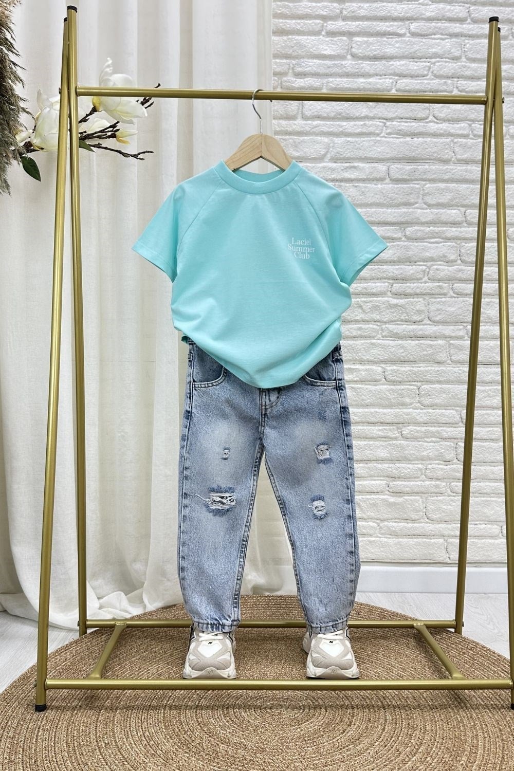 Unisex Laciel Summer Turkuaz Kısa Kol Tshirt