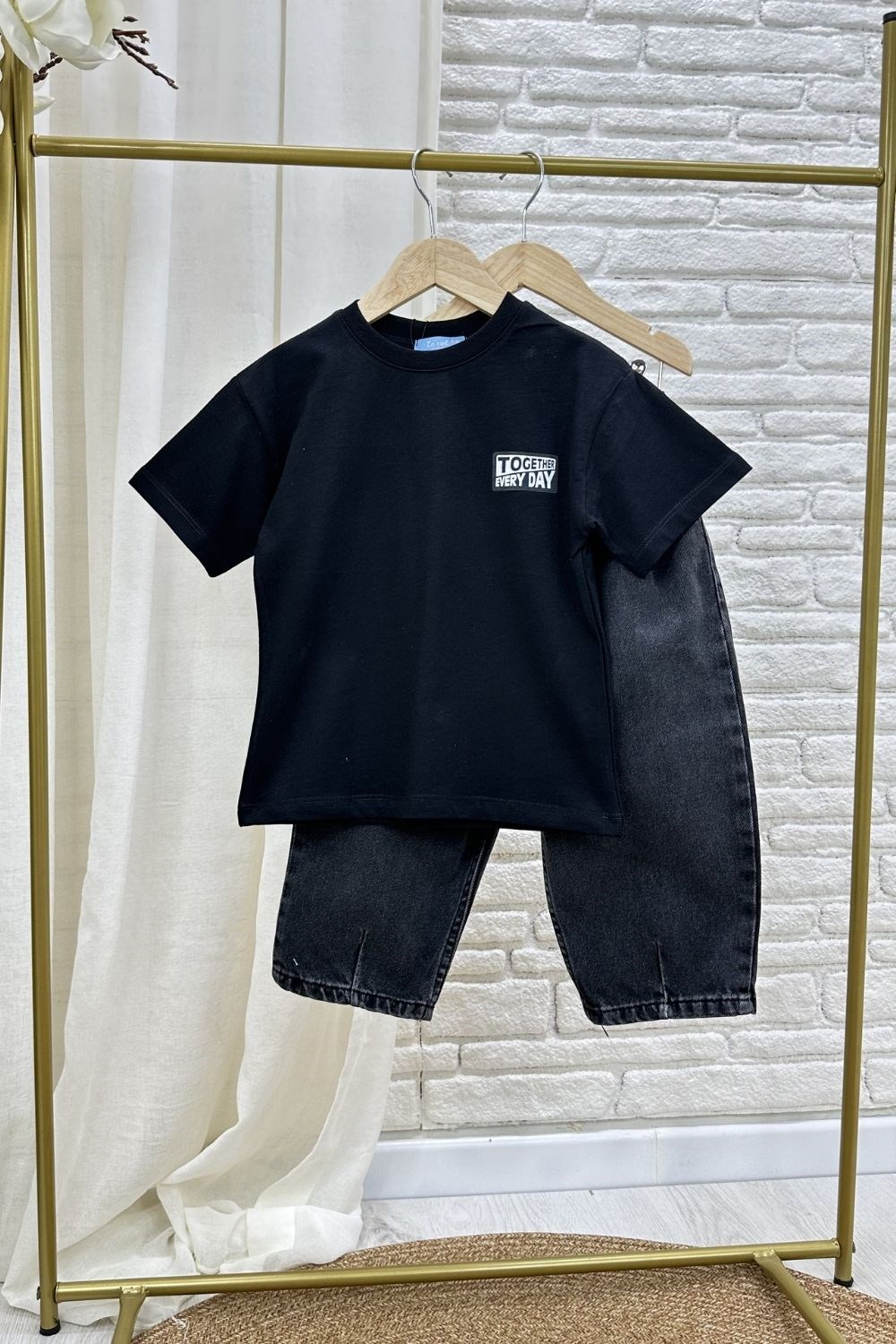 Unisex Laciel Tshirtlü Denim Baloon İkili Takım