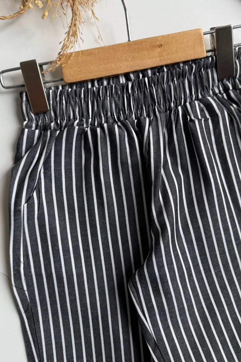 Unisex  Laciel Yazlık Baloon Antrasit Çizgili Pantolon
