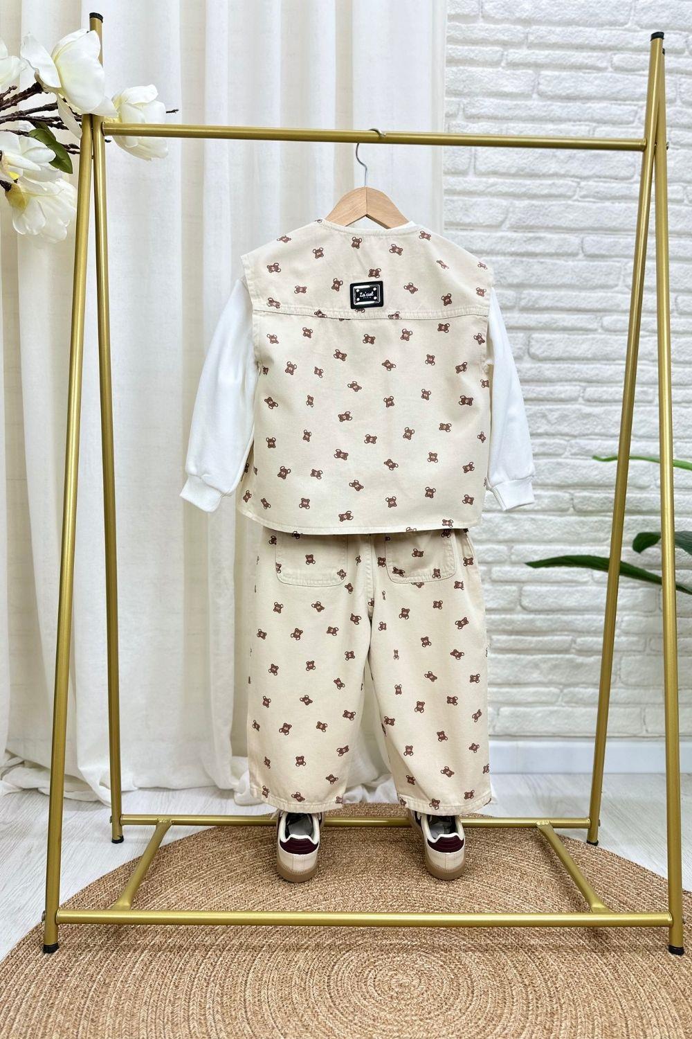 Unisex Laciel Yelek & Jean Ayıcıklı Denim Takım