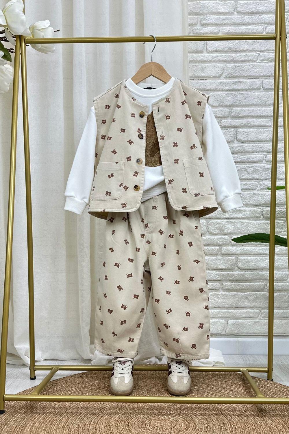 Unisex Laciel Yelek & Jean Ayıcıklı Denim Takım