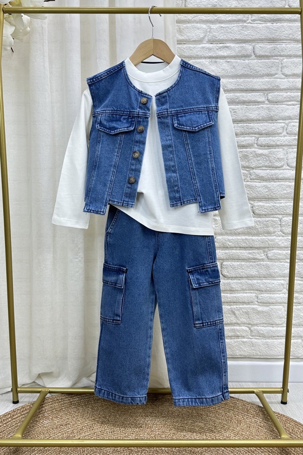 Unisex Laciel Yelek & Jean Cepli Denim Takım