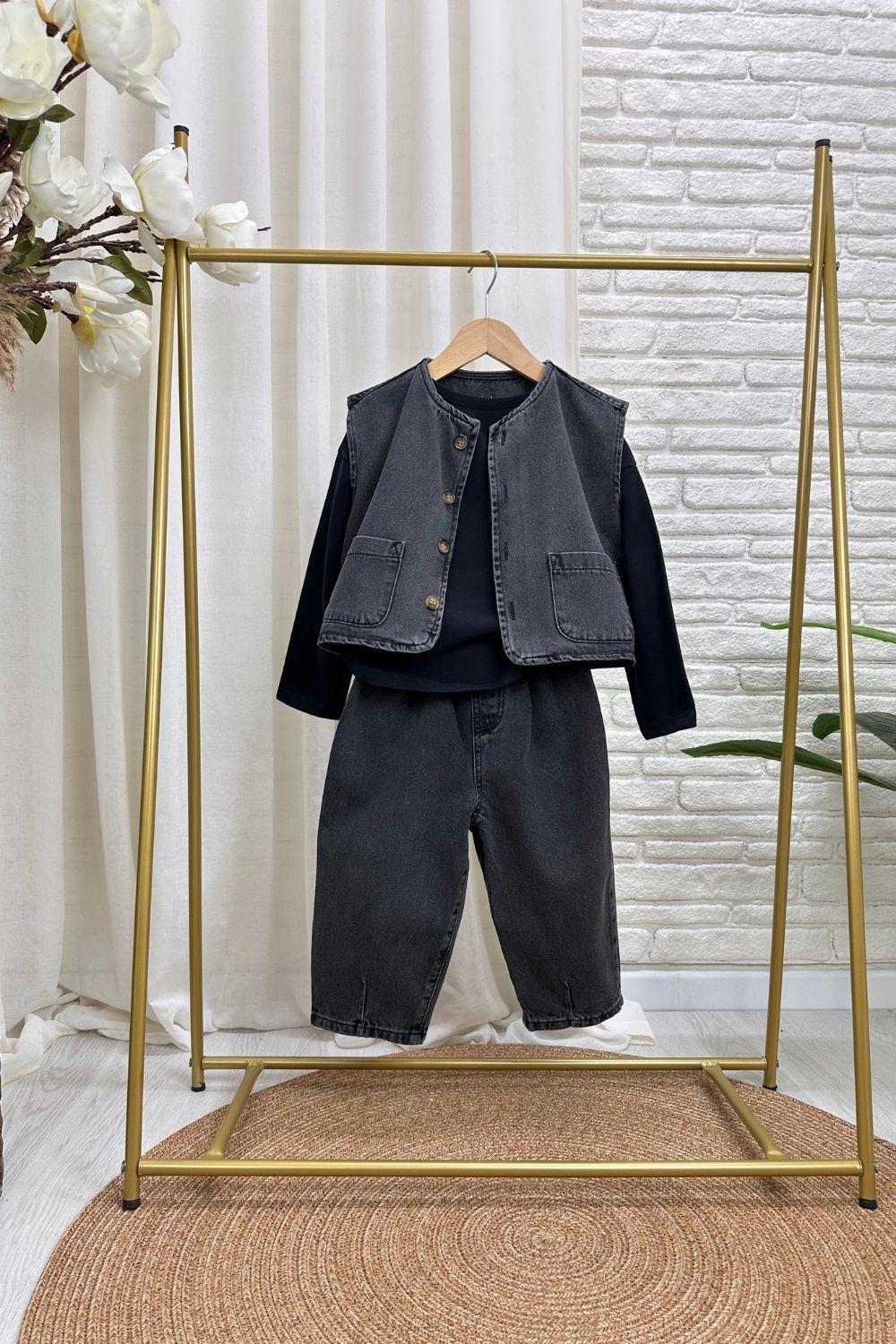 Unisex Laciel Yelek & Jean Denim Takım