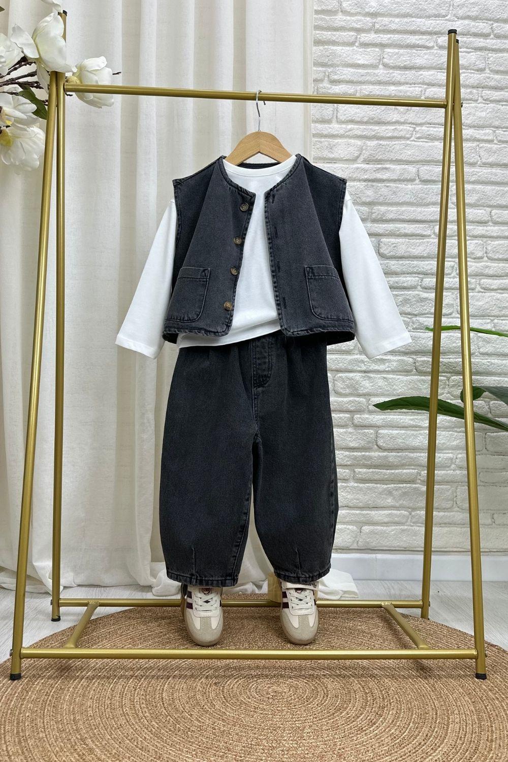 Unisex Laciel Yelek & Jean Denim Takım