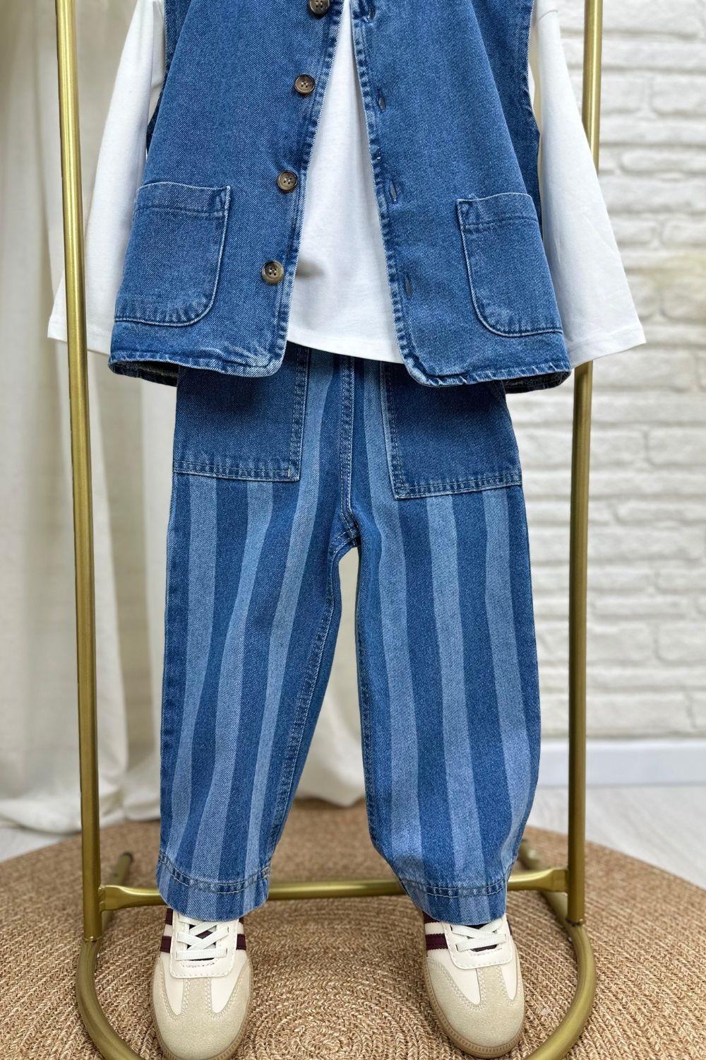Unisex Laciel Yelek & Jean Denim Takım