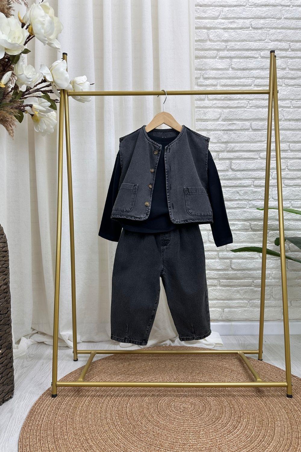 Unisex Laciel Yelek & Jean Denim Takım