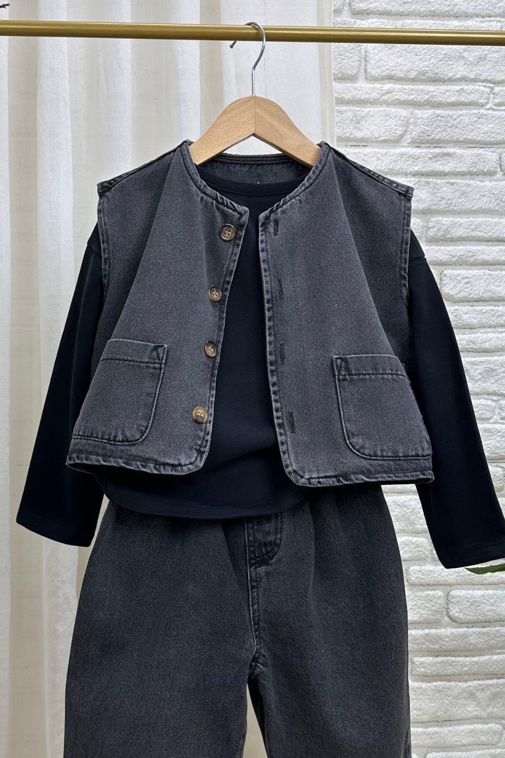 Unisex Laciel Yelek & Jean Denim Takım