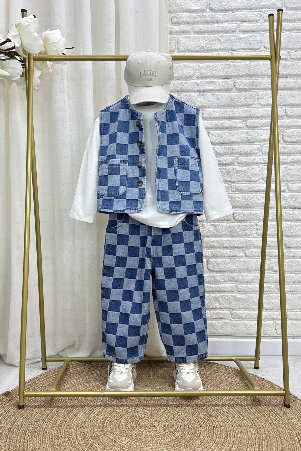 Unisex Laciel Yelek & Jean Kareli Denim Takım