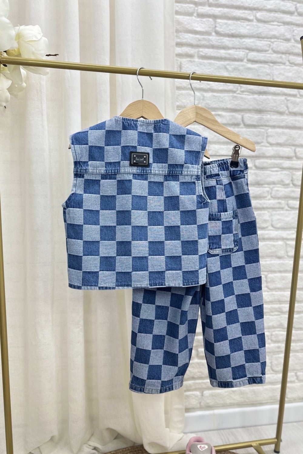 Unisex Laciel Yelek & Jean Kareli Denim Takım