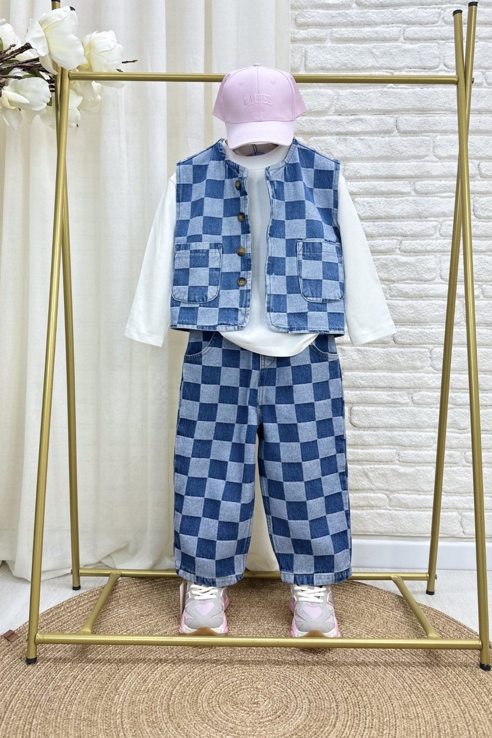 Unisex Laciel Yelek & Jean Kareli Denim Takım