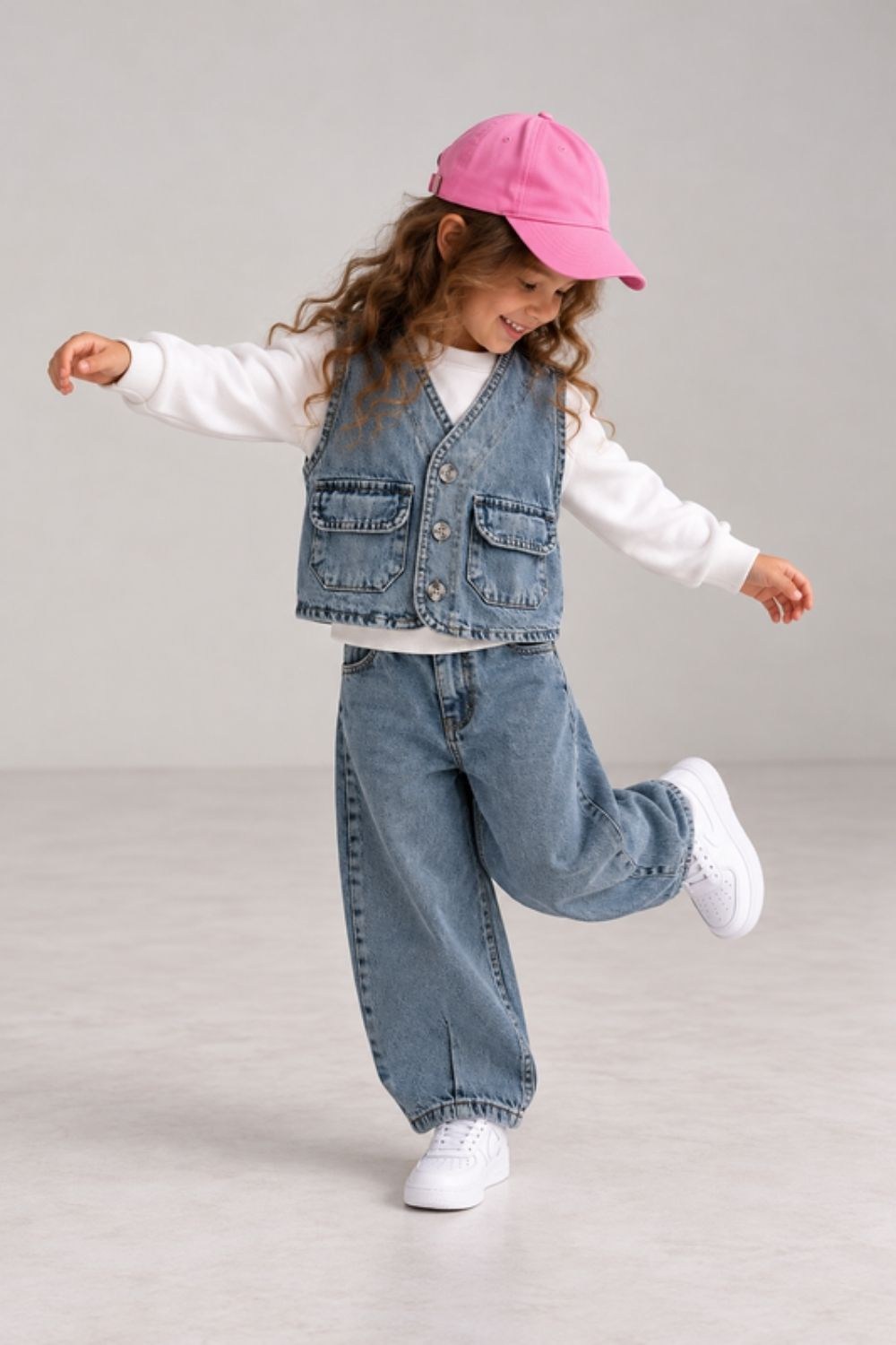 Unisex  Laciel Yelekli Denim Takım