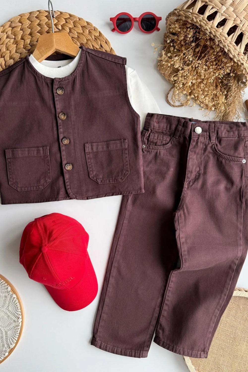 Unisex Laciel Yelekli Takım Denim Takım