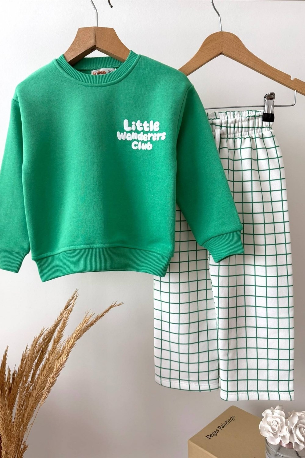 Unisex Little Club Yeşil Kareli Takım