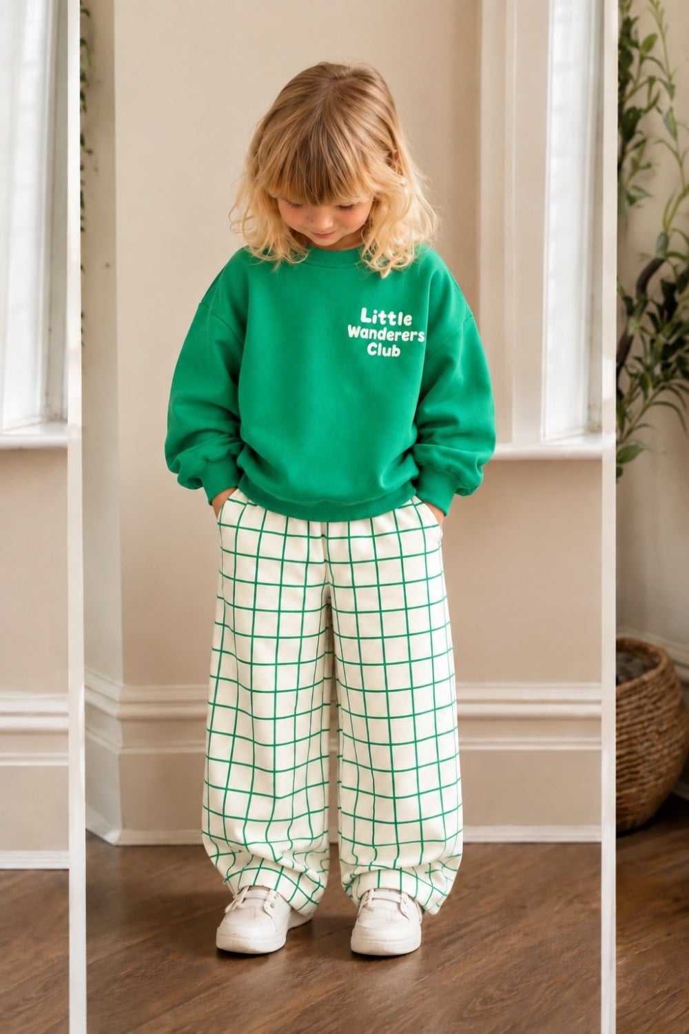 Unisex Little Club Yeşil Kareli Takım
