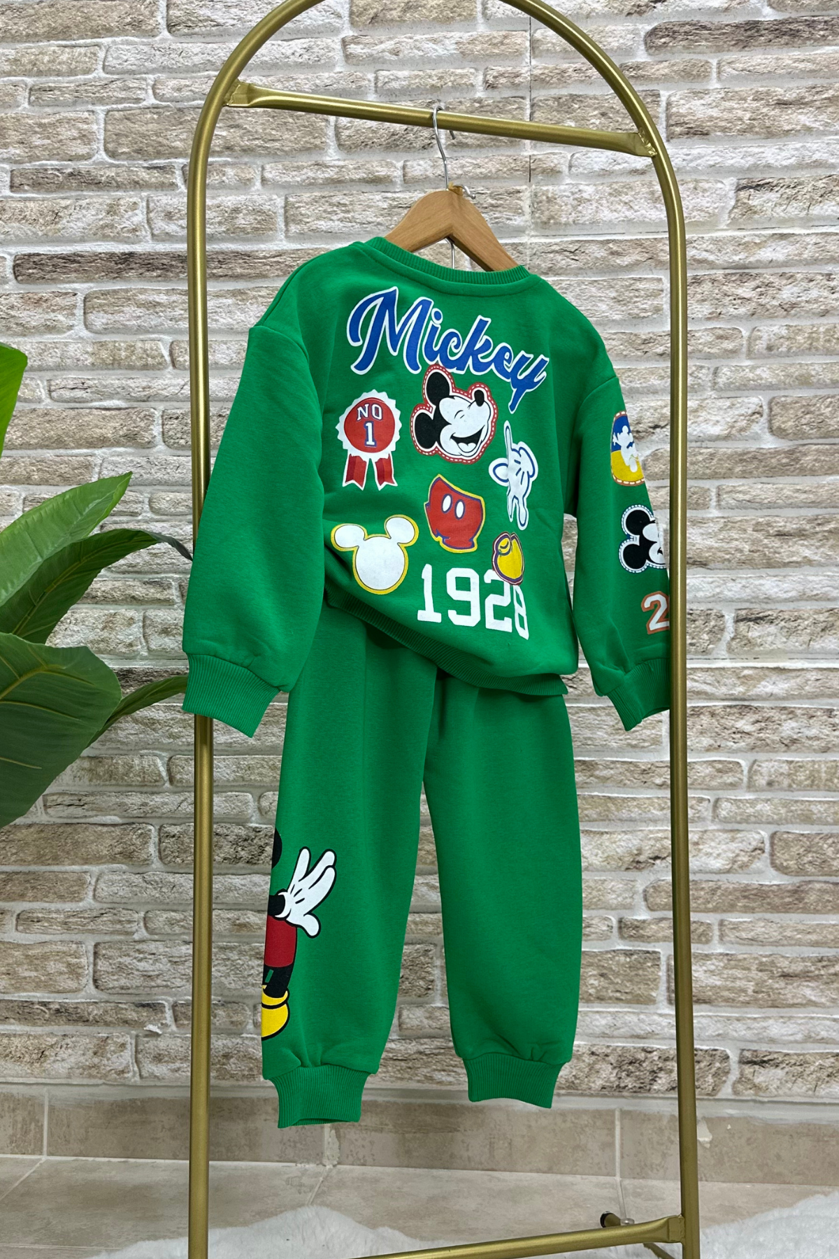 Unisex M Baskı Yeşil Mickey Takım