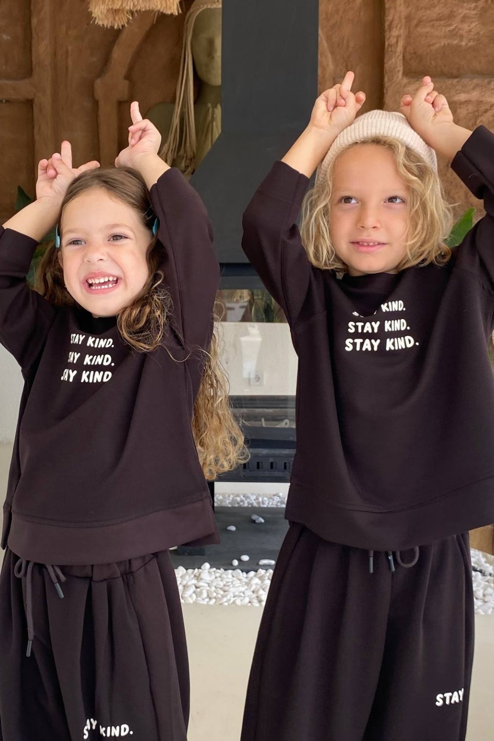 Unisex Mevsimlik Bisiklet Yaka Stay Kind Kahve Takım