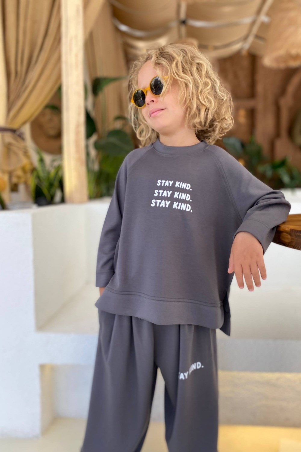 Unisex Mevsimlik Bisiklet Yaka Stay Kind Füme  Takım