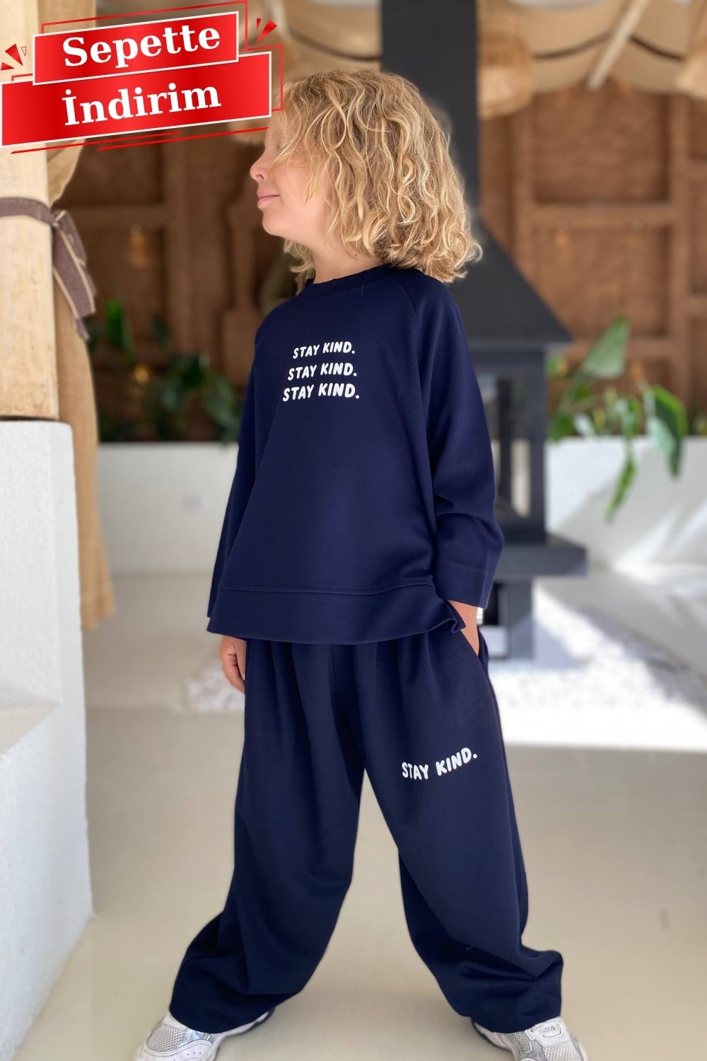 Unisex Mevsimlik Bisiklet Yaka Stay Kind Laci  Takım