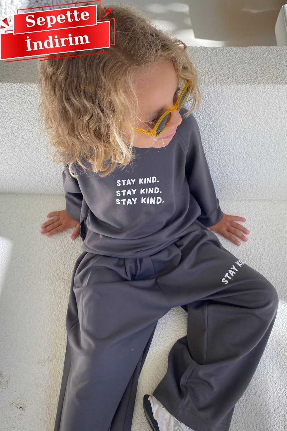 Unisex Mevsimlik Bisiklet Yaka Stay Kind Füme  Takım