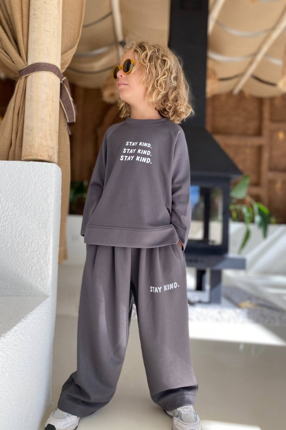 Unisex Mevsimlik Bisiklet Yaka Stay Kind Füme  Takım