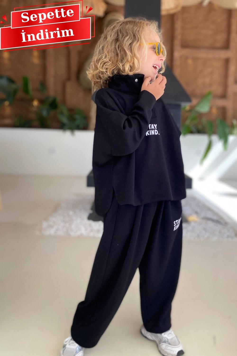 Unisex Mevsimlik Stay Kind Siyah Takım