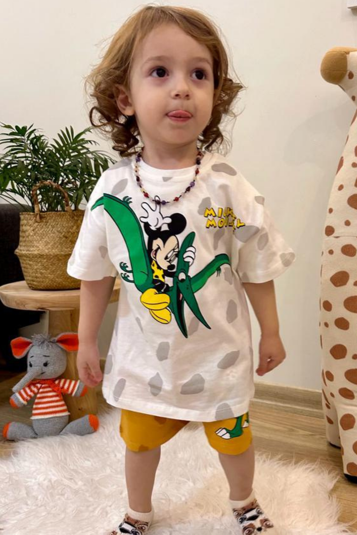 Unisex Mickey Hardal Şortlu Takım
