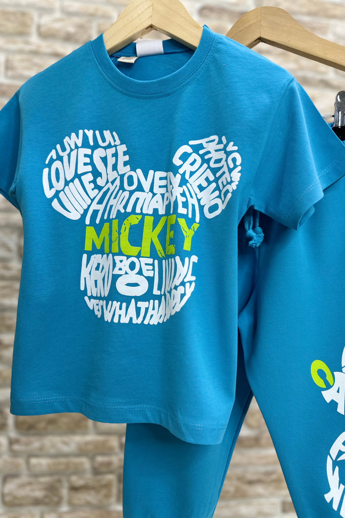 Unisex Mickey Mavi Tshirt Eşofman Takım