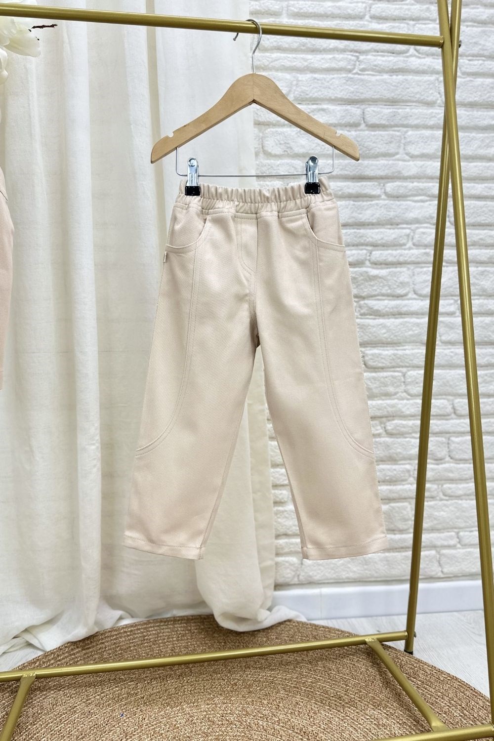 Unisex Özel Seri Yelek Jean Gabardin Bej Takım