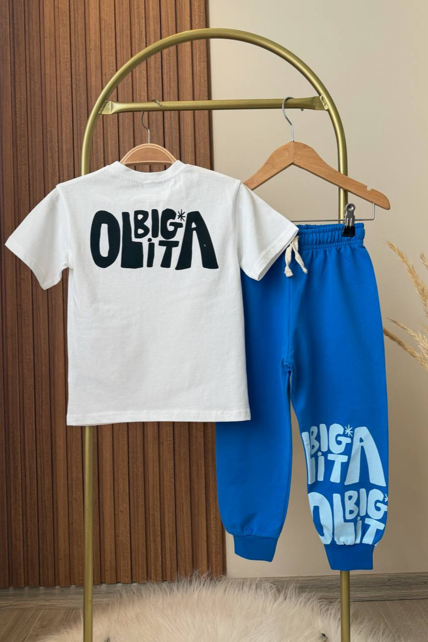 Unisex Palmiyeli Saks İkili Takım