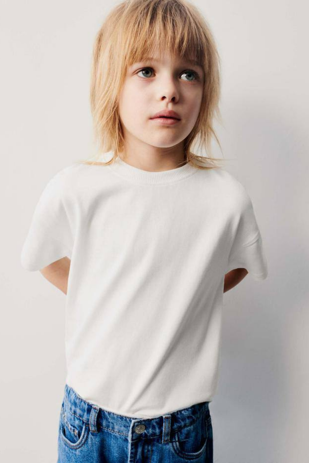 Unisex Çocuk Pamuklu Basic Beyaz Tshirt