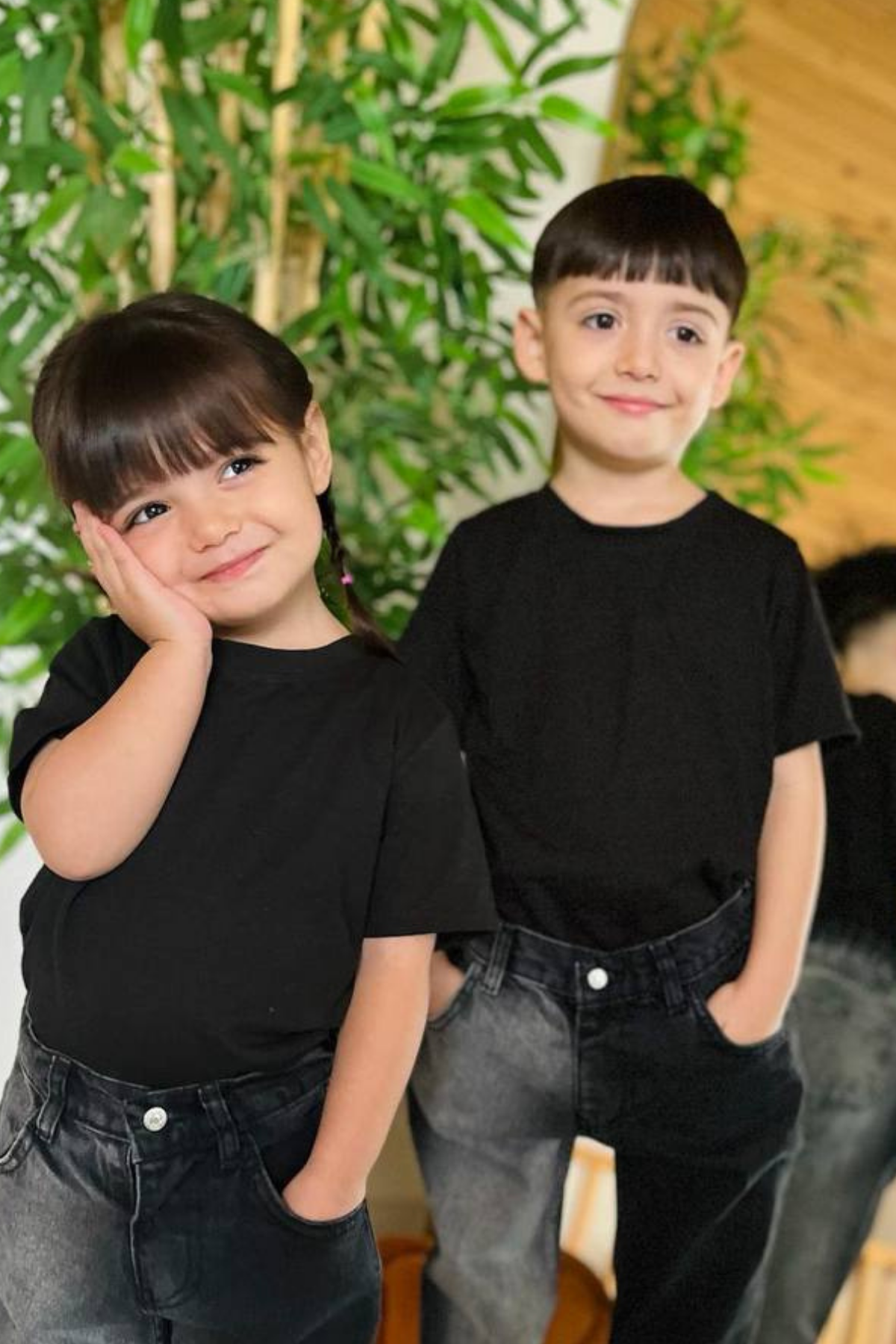 Unisex Çocuk Pamuklu Basic Siyah Tshirt