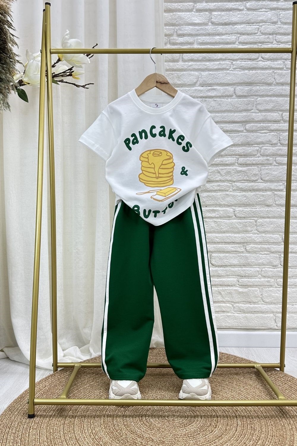 Unisex Pancakes Baskılı İkili Takım