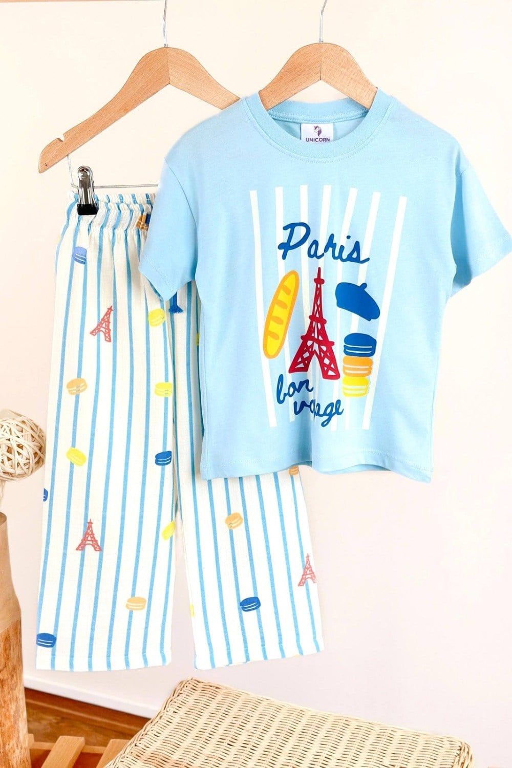 Unisex Paris Unicorn Renkli Alt Uzun Takım