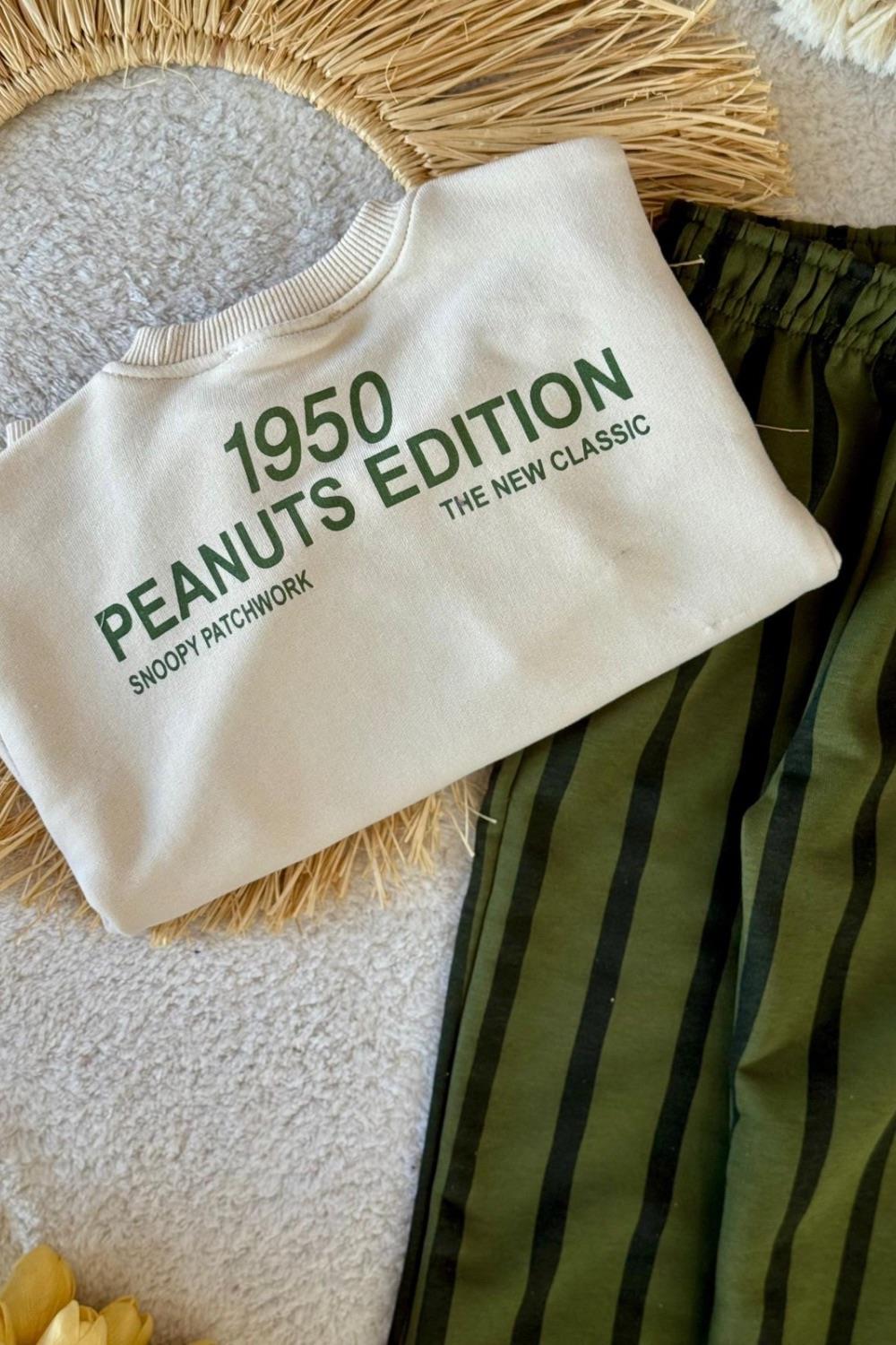 Unisex Peanuts 3 İplik Yeşil Takım