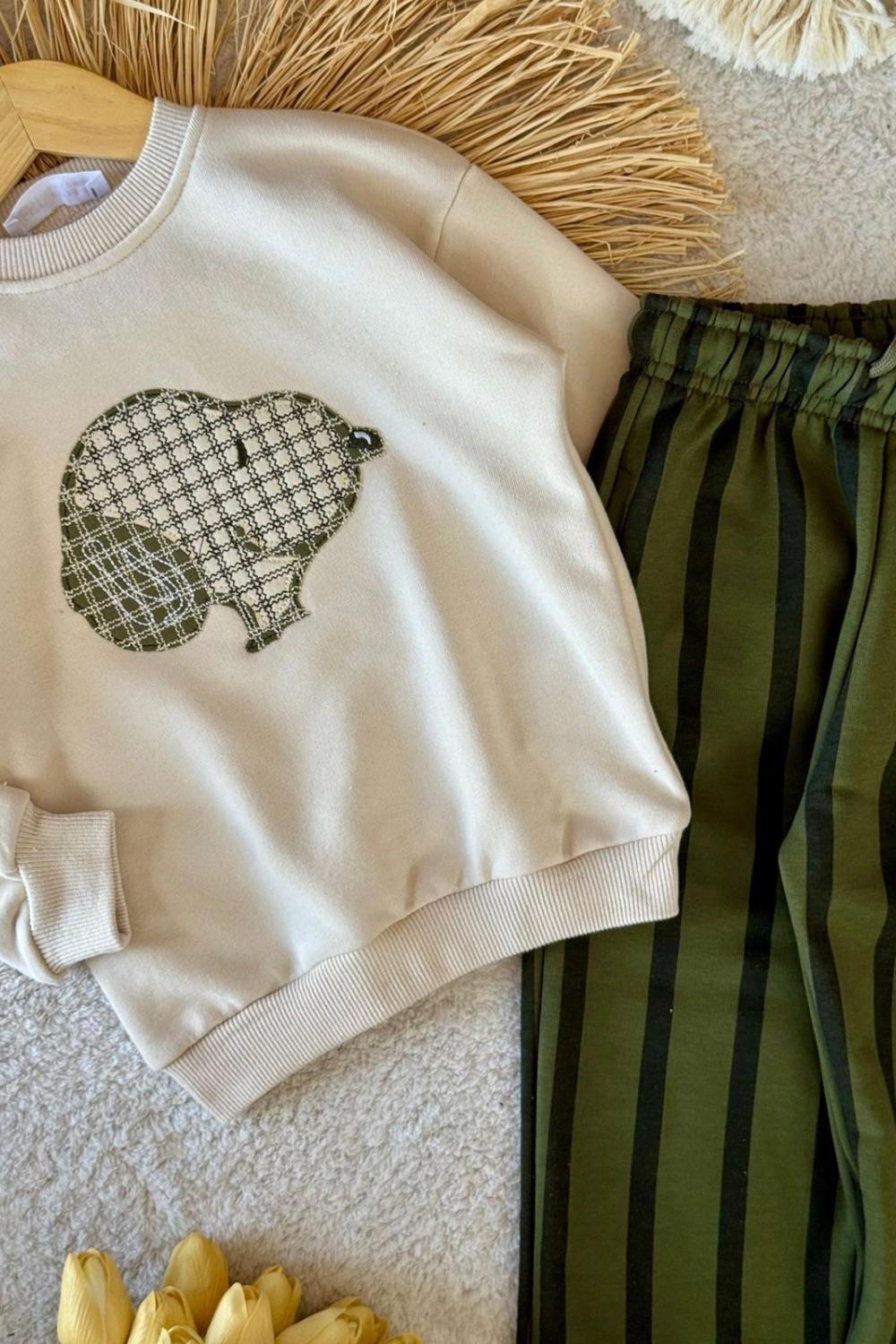 Unisex Peanuts 3 İplik Yeşil Takım