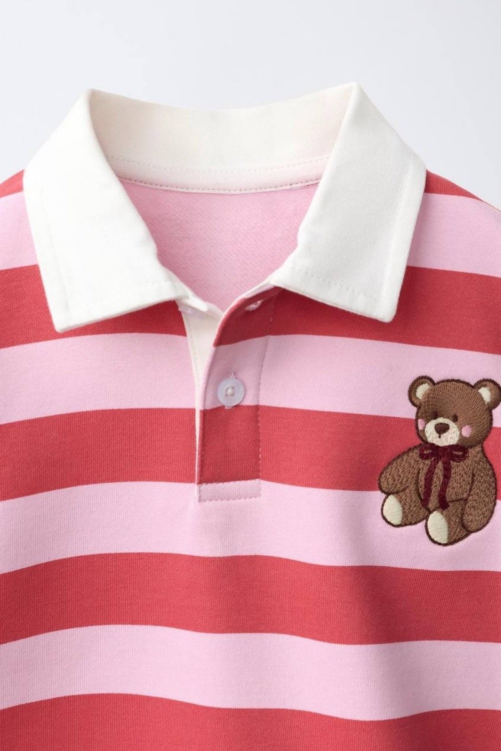 Unisex Polo Yaka Ayıcıklı Nakışlı Sweatshirt