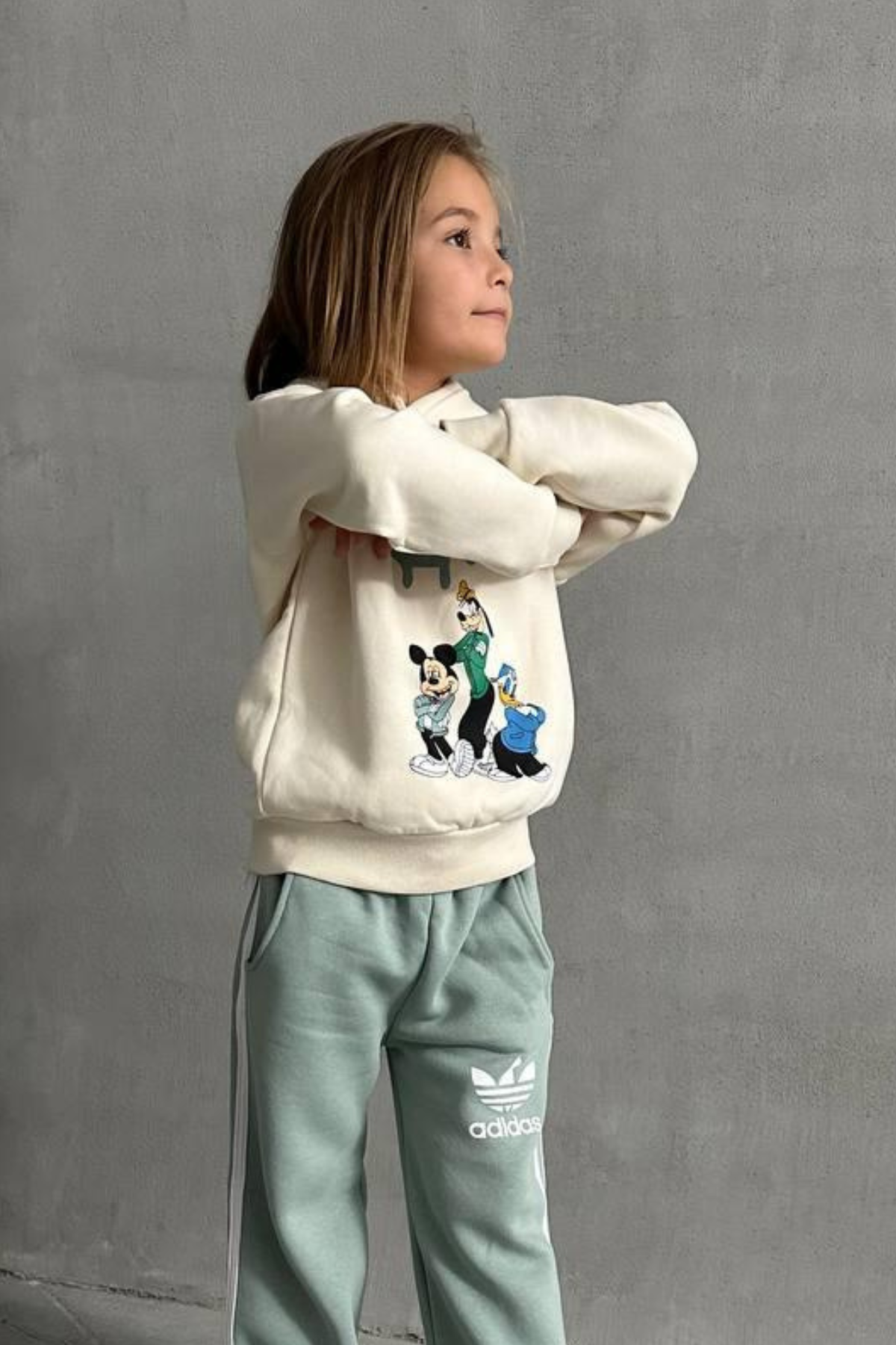 Unisex Şardonlu Ekru Yeşil Adids Takım