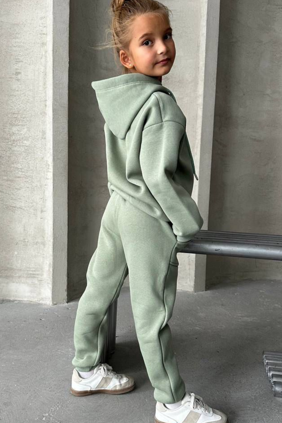 Unisex Şardonlu Kapüşonlu Yeşil Takım