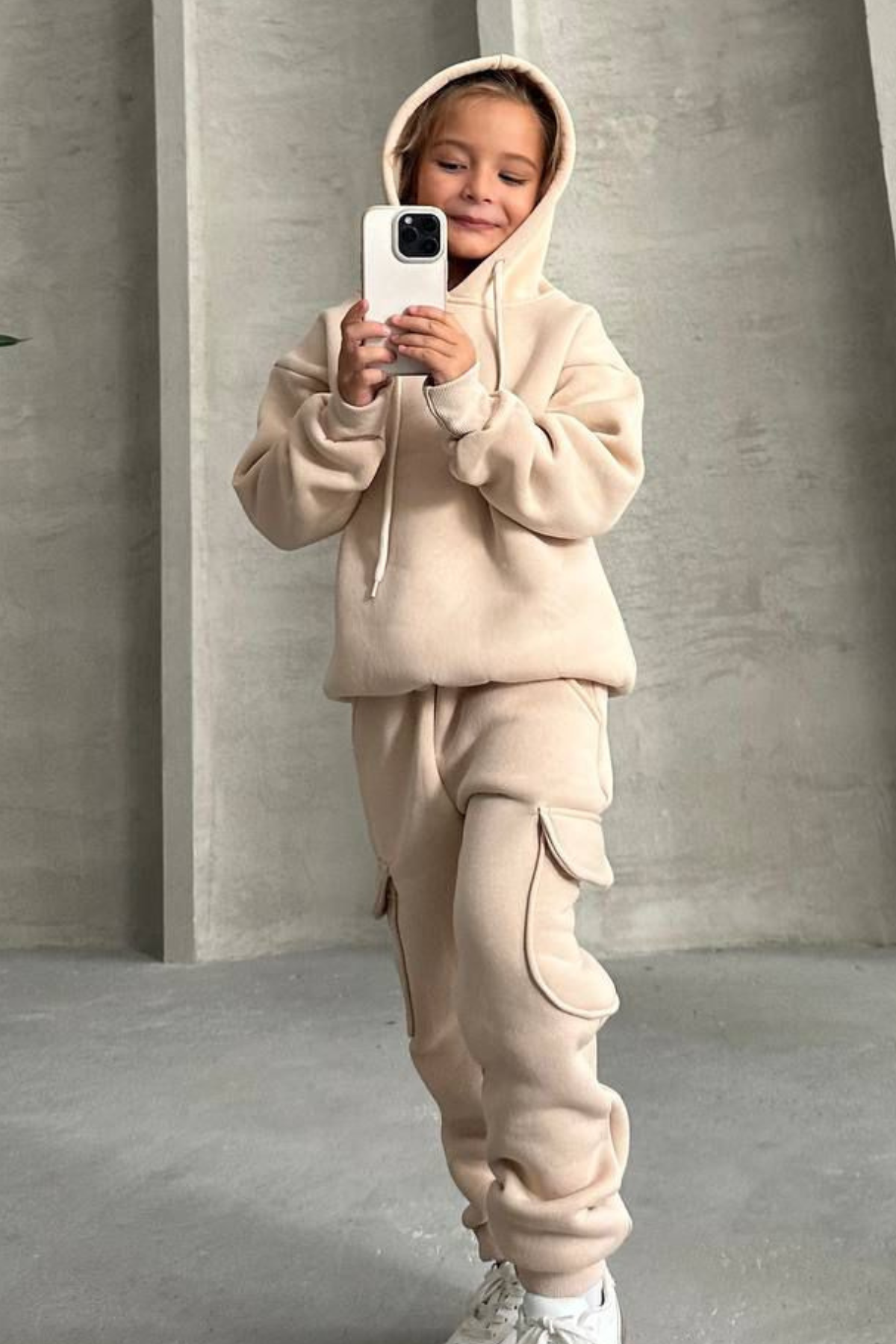 Unisex Şardonlu Kargo Cepli Bej Takım