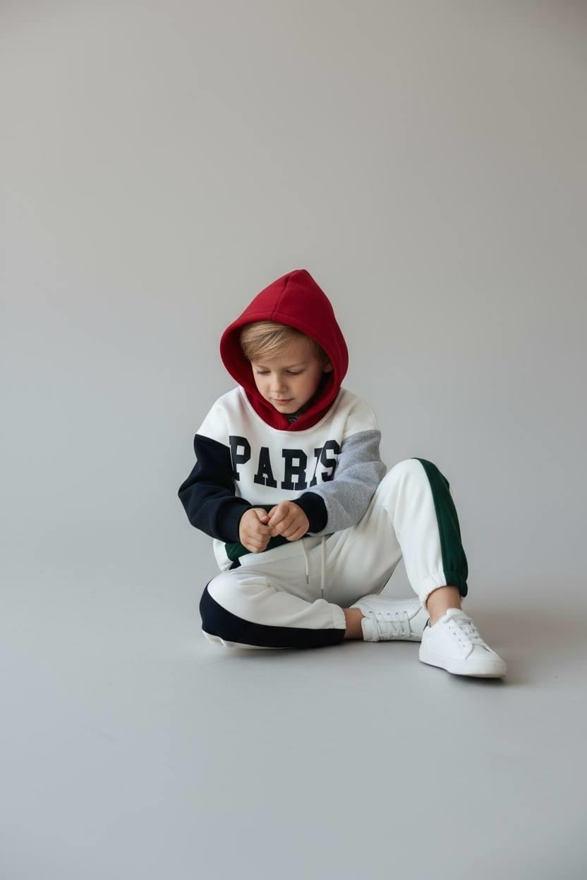 Unisex Şardonlu Paris Beyaz Renkli Takım