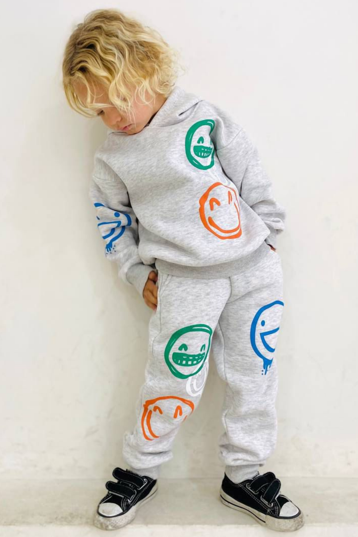 Unisex Şardonlu Smile Gri Takım
