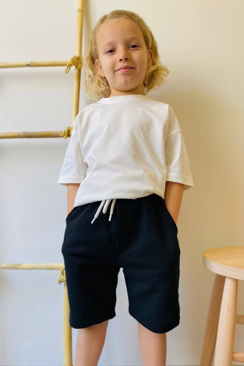 Unisex Siyah Beyaz Şortlu Takım