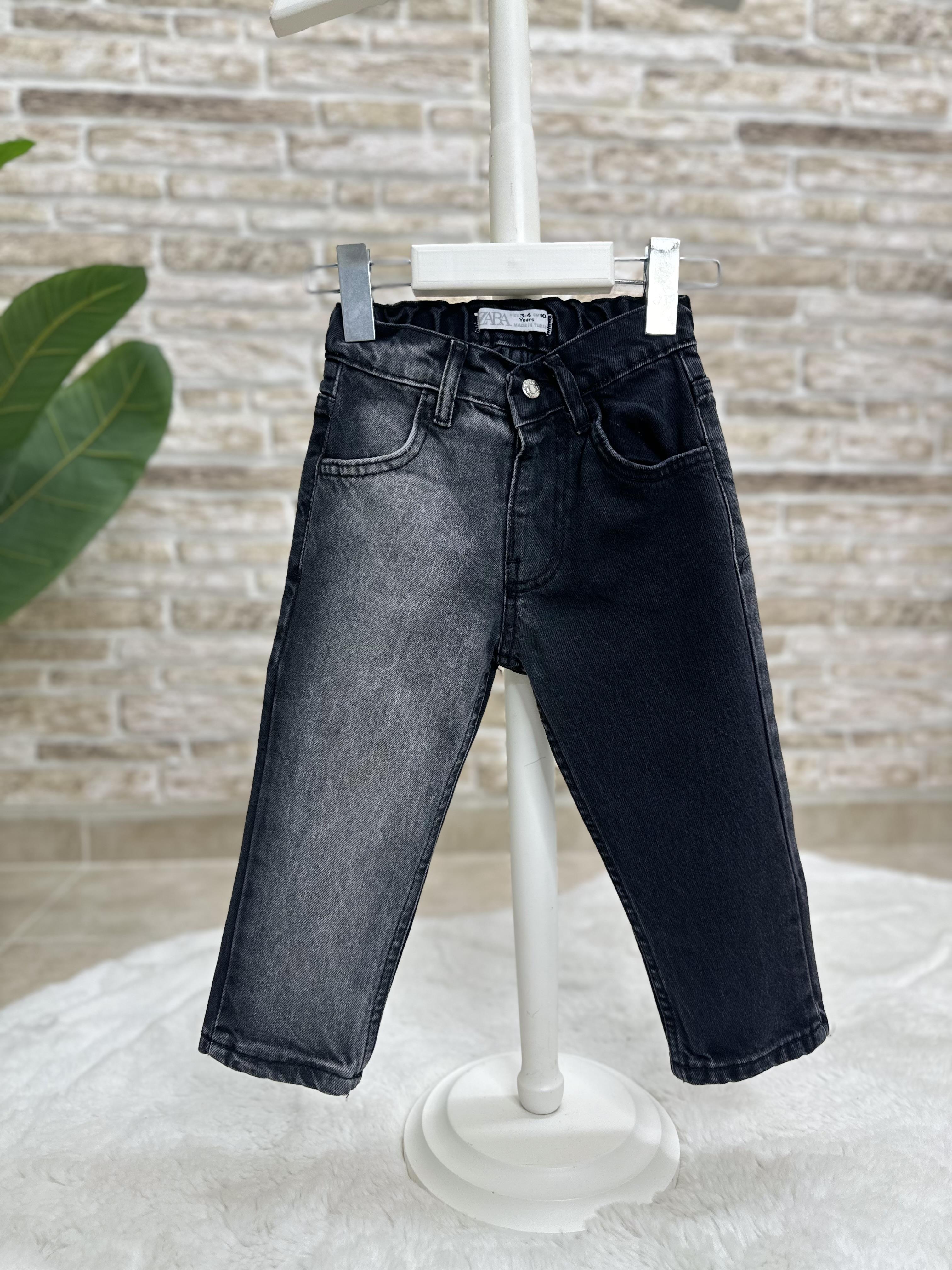 Unisex Siyah Yıkamalı Jean Pantolon