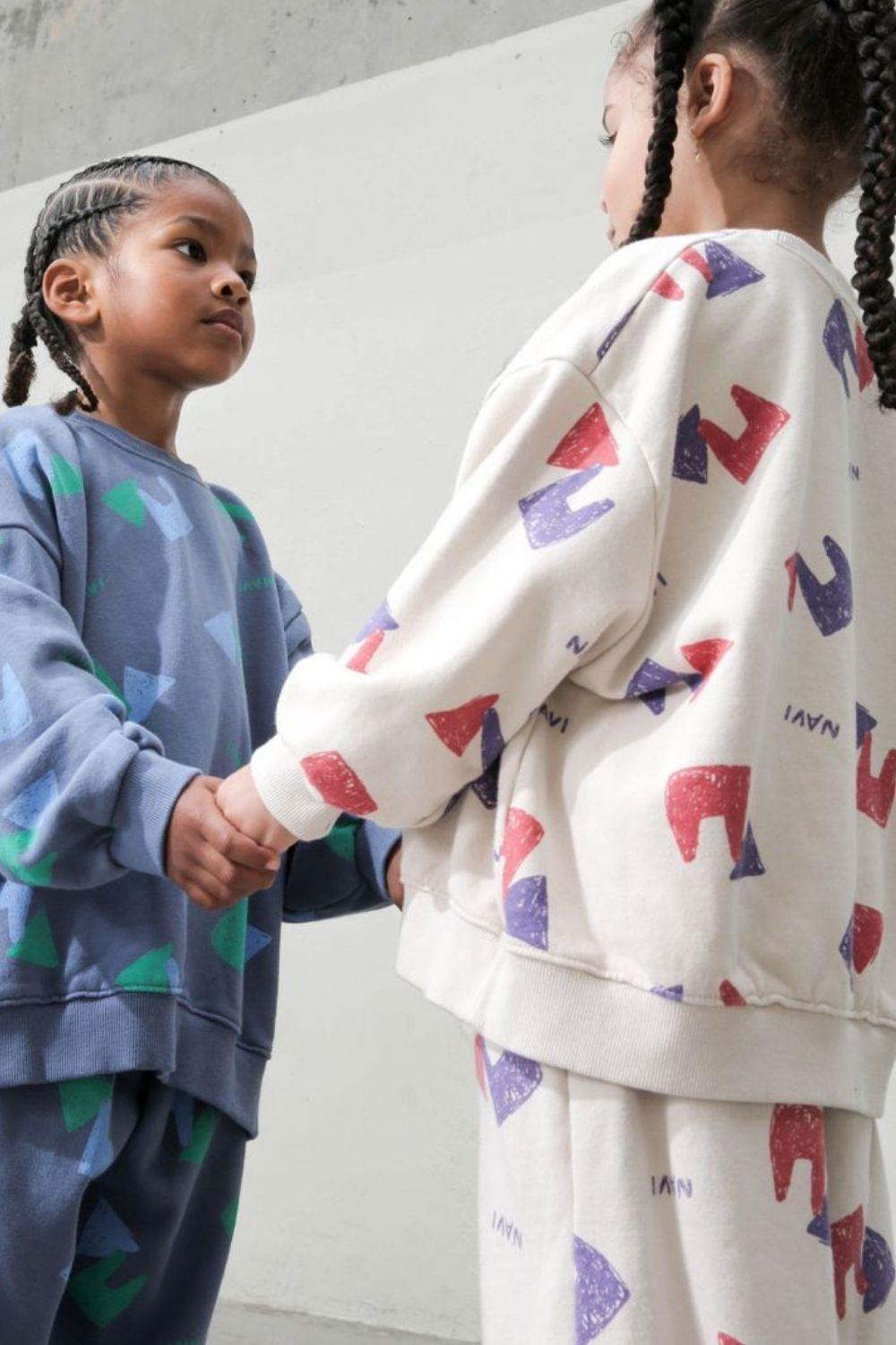 Unisex Sloganlı Navi Oversize Takım