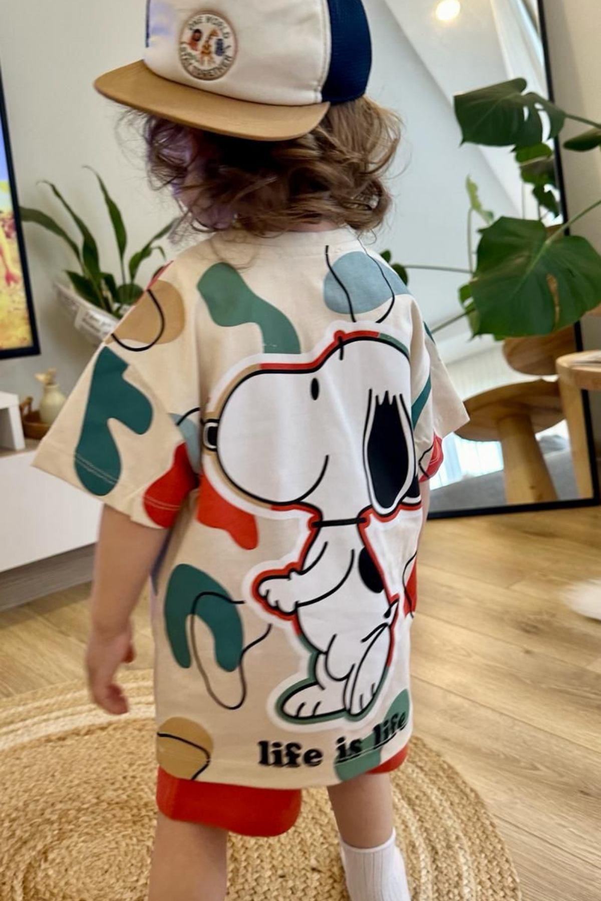 Unisex Snopy Kırmızı Şortlu Takım