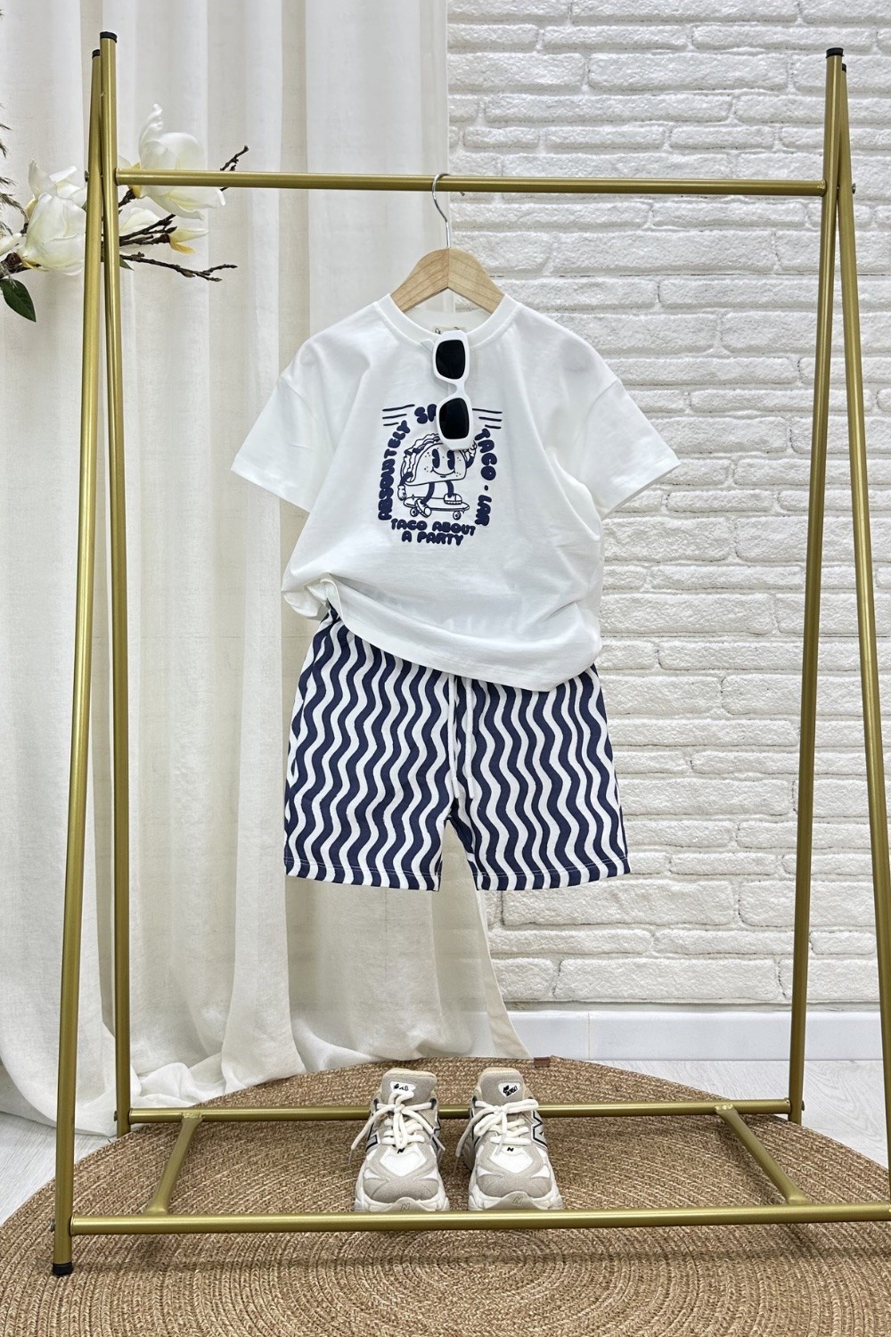 Unisex Taco Baskılı Laci Şortlu Takım
