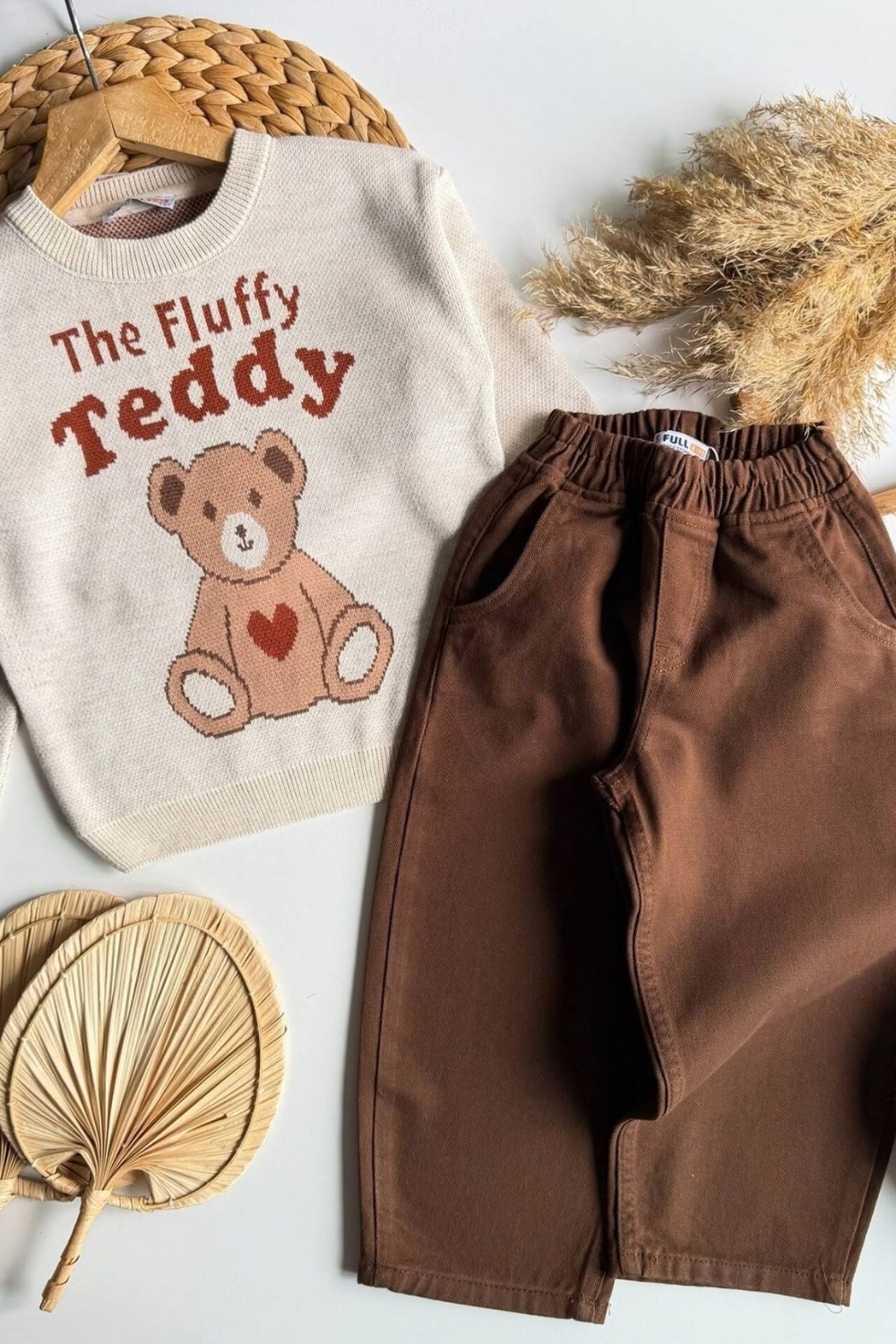 Unisex Teddy Triko Gabardin Pantolon Takım