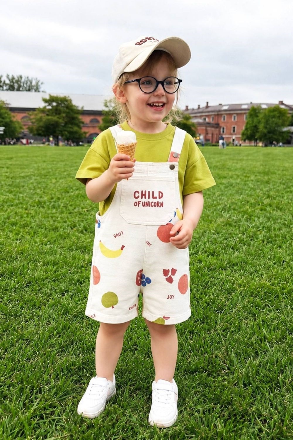 Unisex Tshirt Dahil Child Yeşil Şortlu Salopet