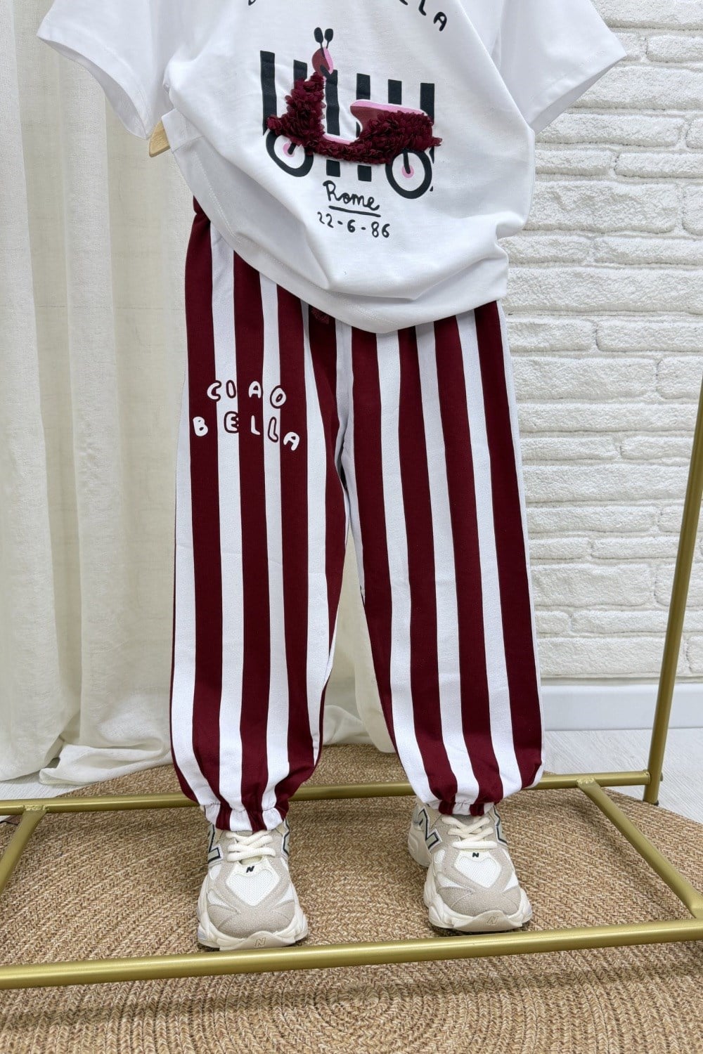 Unisex Tshirtlü Ciao Bella Bordo Takım